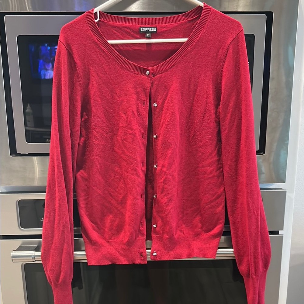 Express Women's Vibrant Red Cardigan